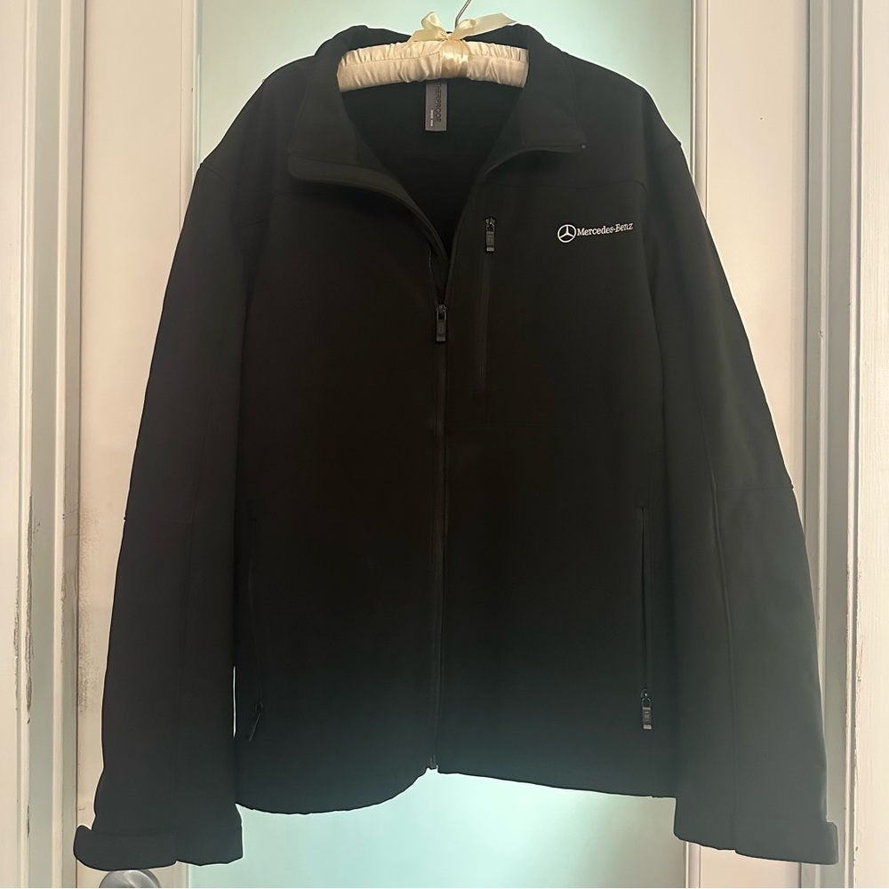 “Mercedes Benz” Black Weatherproof Performance Jacket with Standing Collar